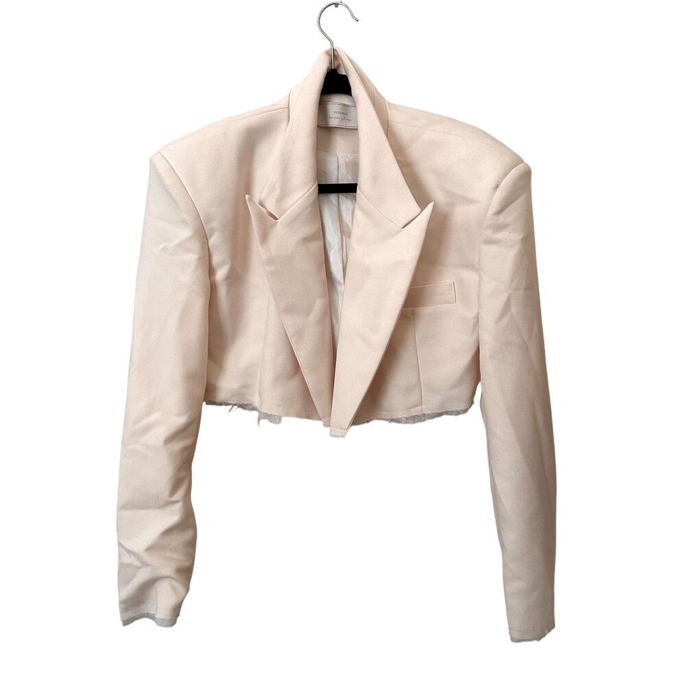 WORKSHOP Distressed Cropped Blazer‎ Ivory Sz Small